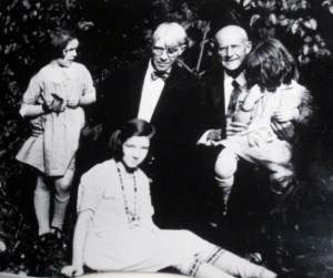 Eugene Debs visiting with Carl Sandburg and family in Elmhurst, Illinois.